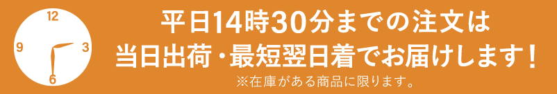平日14時30分までの注文は当日発送（在庫品のみ）